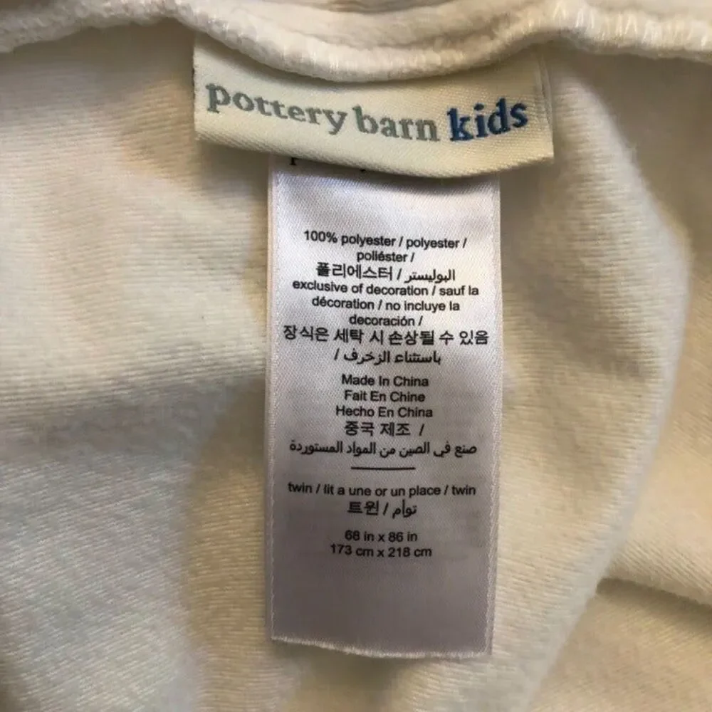 Pottery Barn Kids White Soft Velour Duvet Cover Twin 68” x 86”